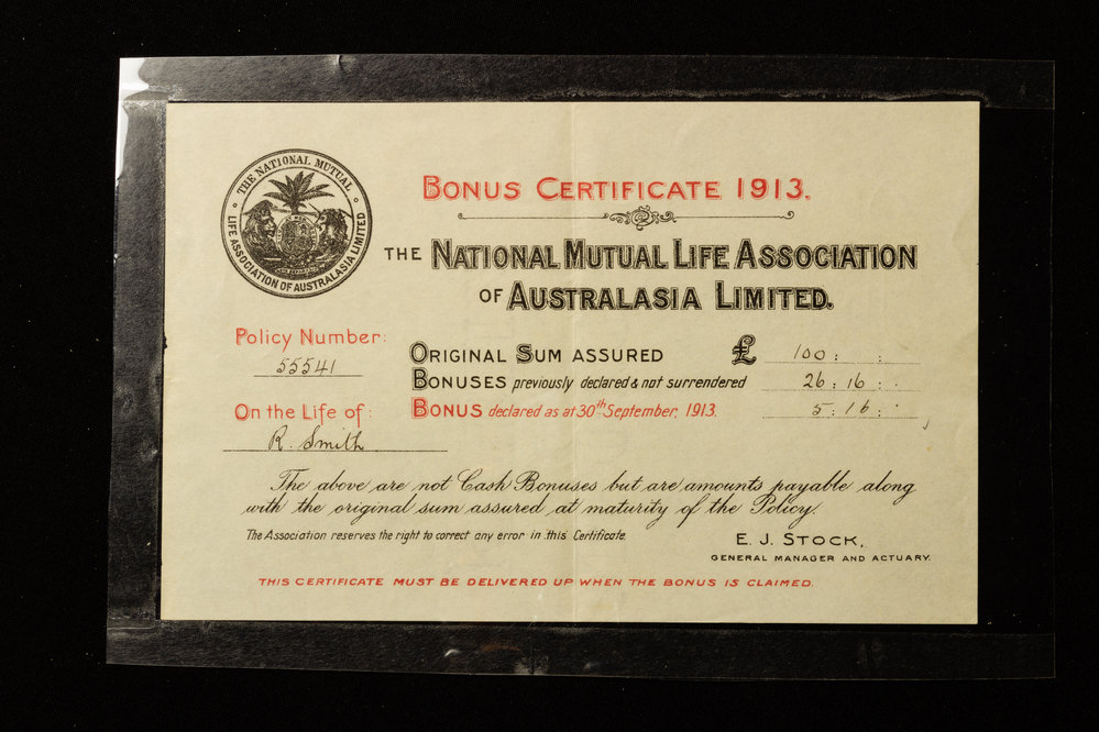 Bonus Certificate National Mutual Life Association of Australia Limited