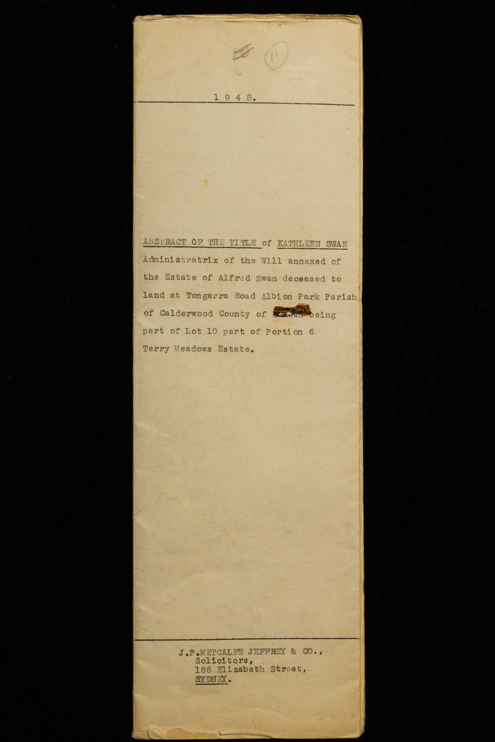 Abstract Of Title Of Kathleen Swan 