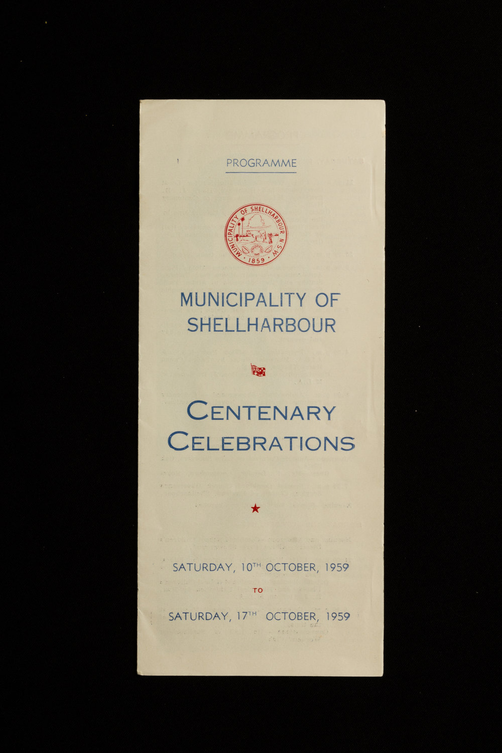 Municipality Of Shellharbour Centenary Celebrations Programme