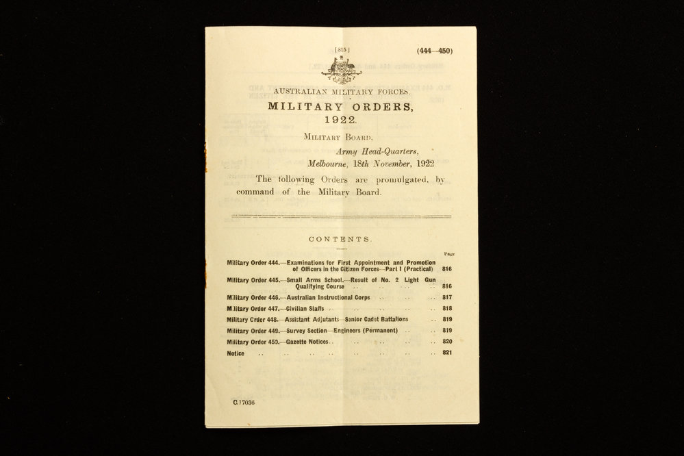 Australian Military Forces Military Orders