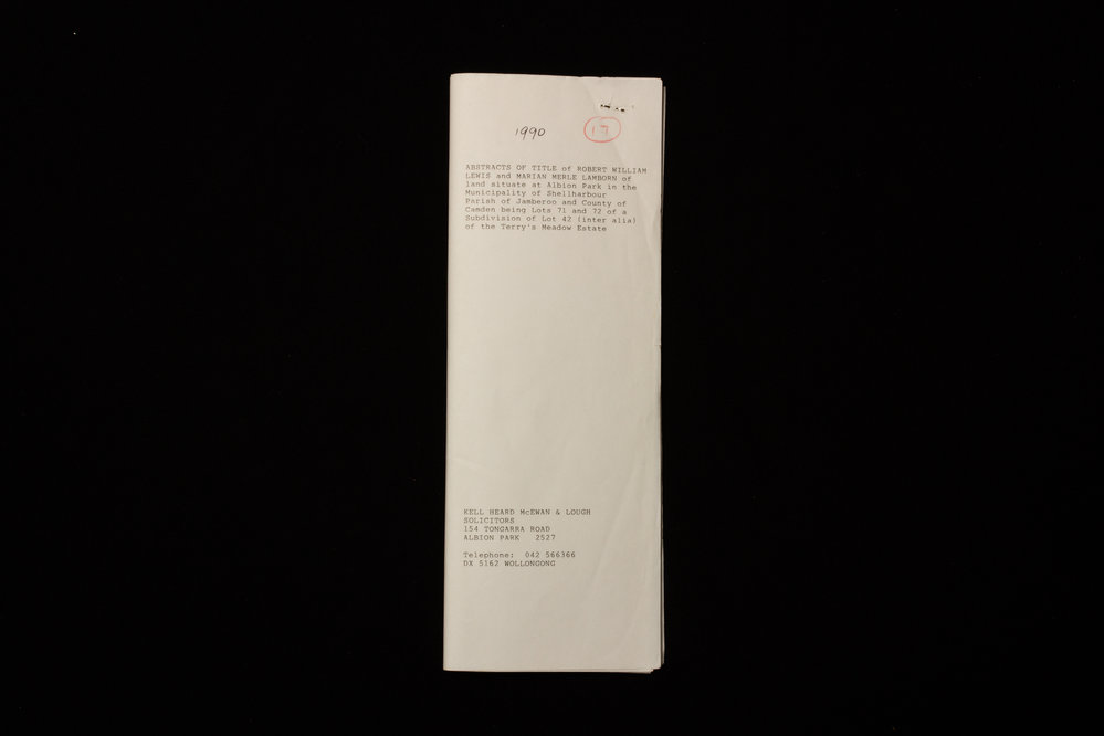 Abstracts Of Title Of Robert William Lewis And Marian Merle Lamborn