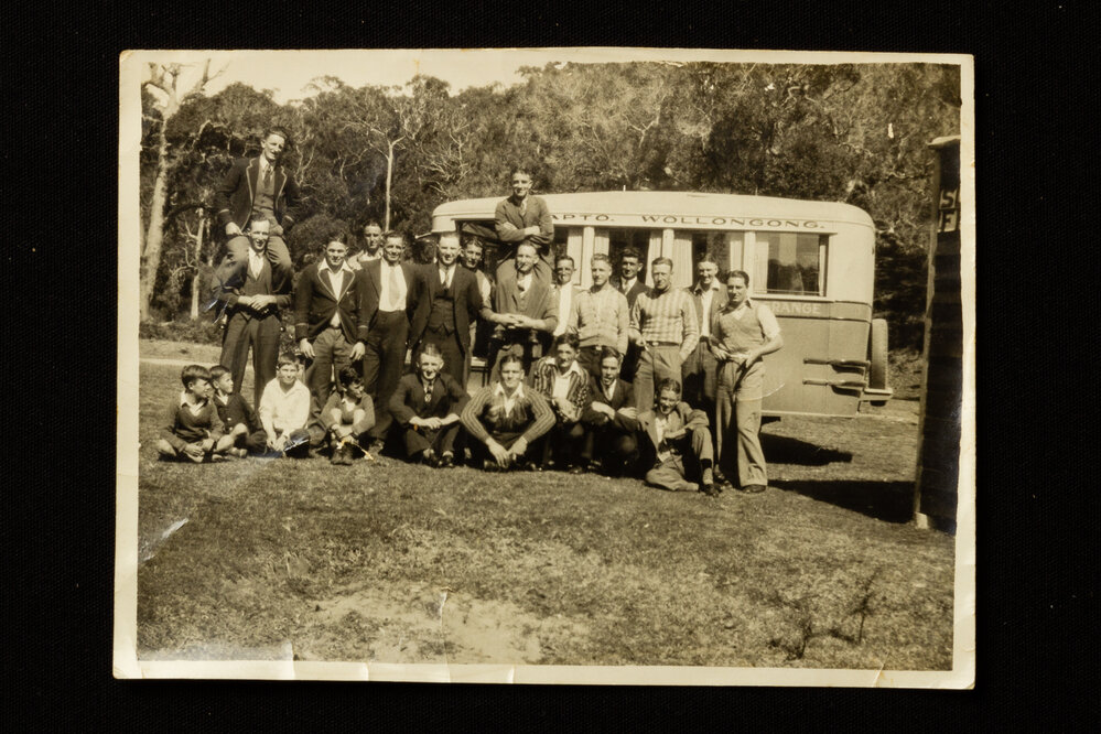 Photograph Of Group Next To Dapto/Wollongong Bus
