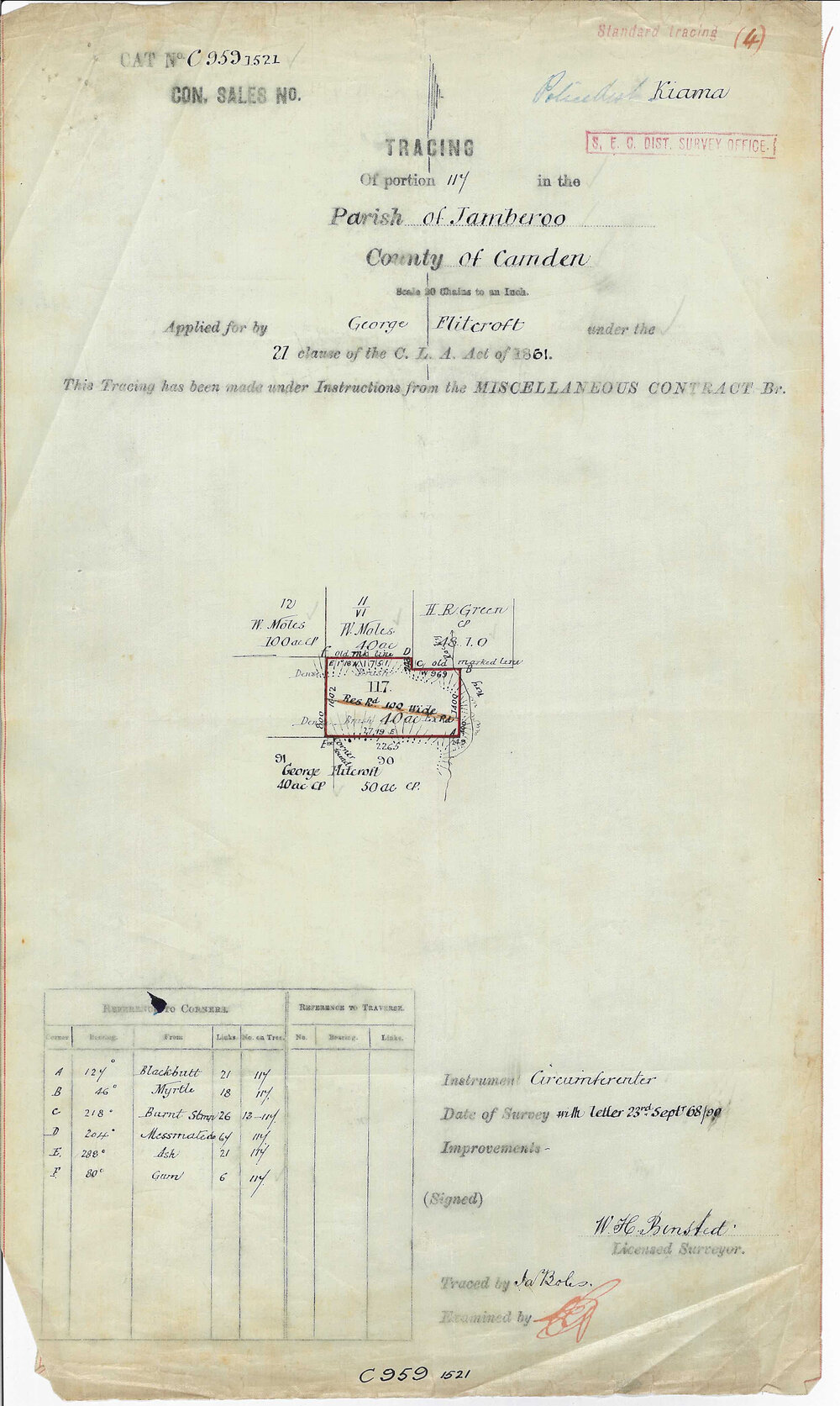 Plan (Tracing) Portion 117, Parish Jamberoo, County Camden