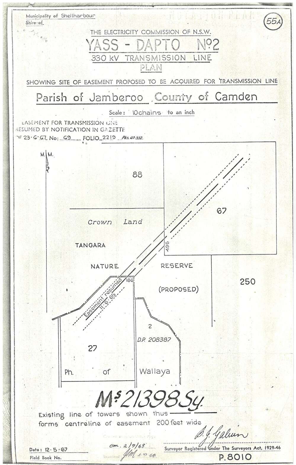Plan Yass - Dapto No 2 330KV Transmission Line, Parish Jamberoo, County Camden