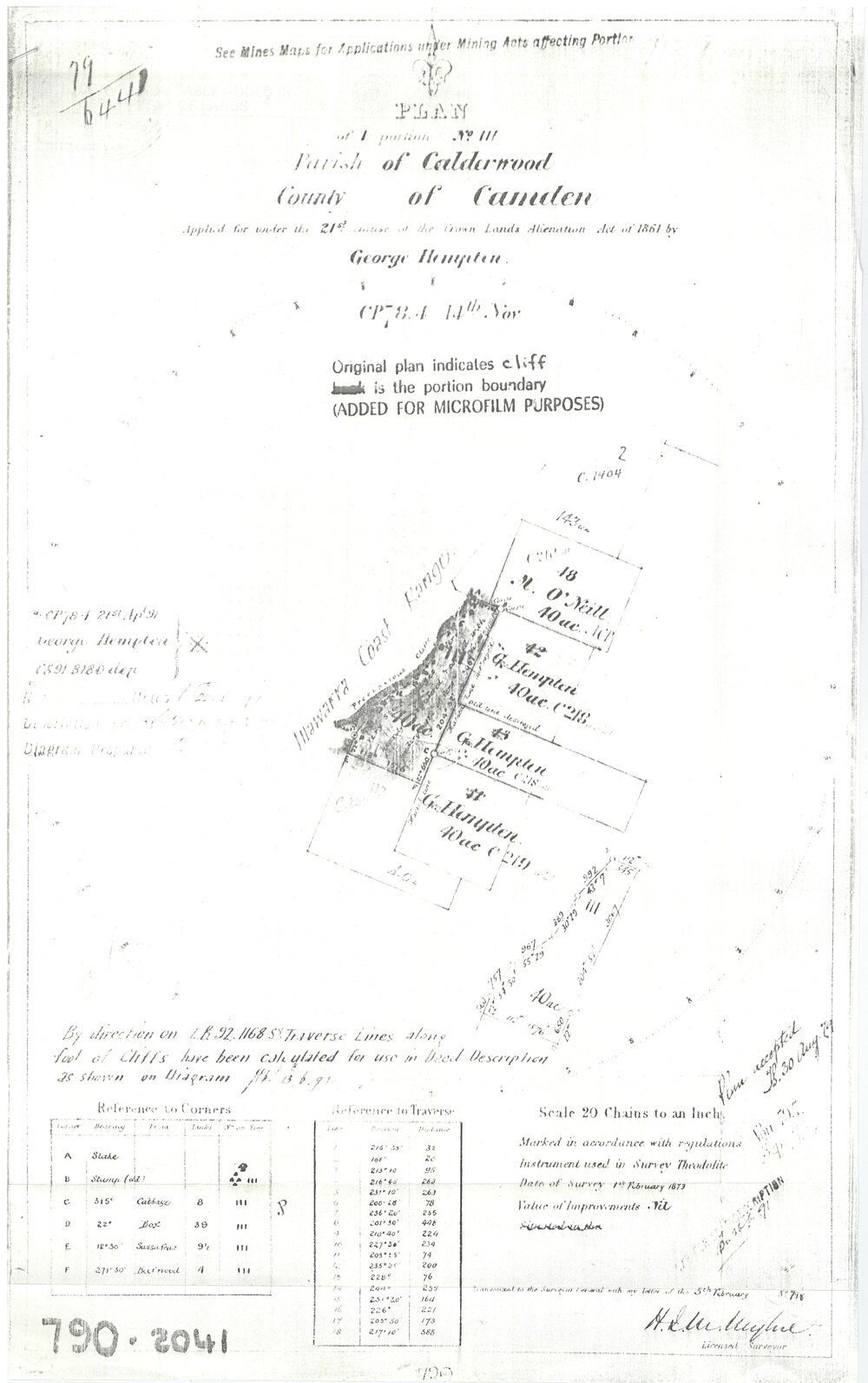 Plan of 1 Portion 111, Parish Calderwood, County of Camden