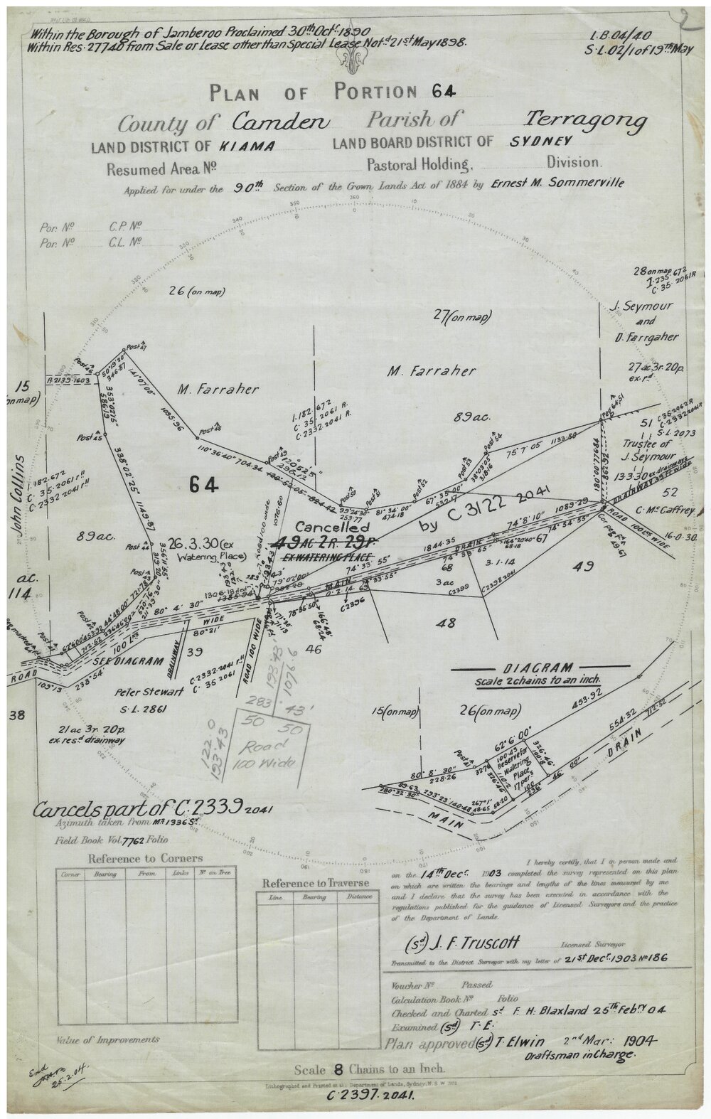 Plan of Portion 64, Parish Terragong, County Camden