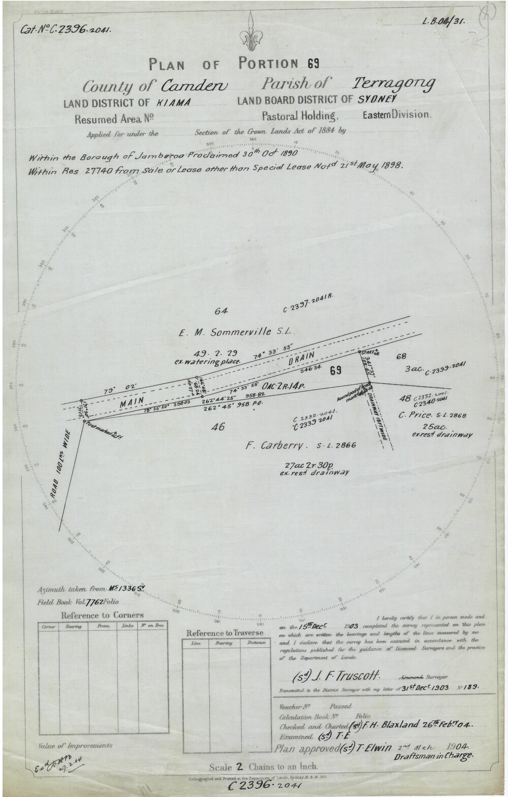 Plan of Portion 69, Parish Terragong, County Camden 