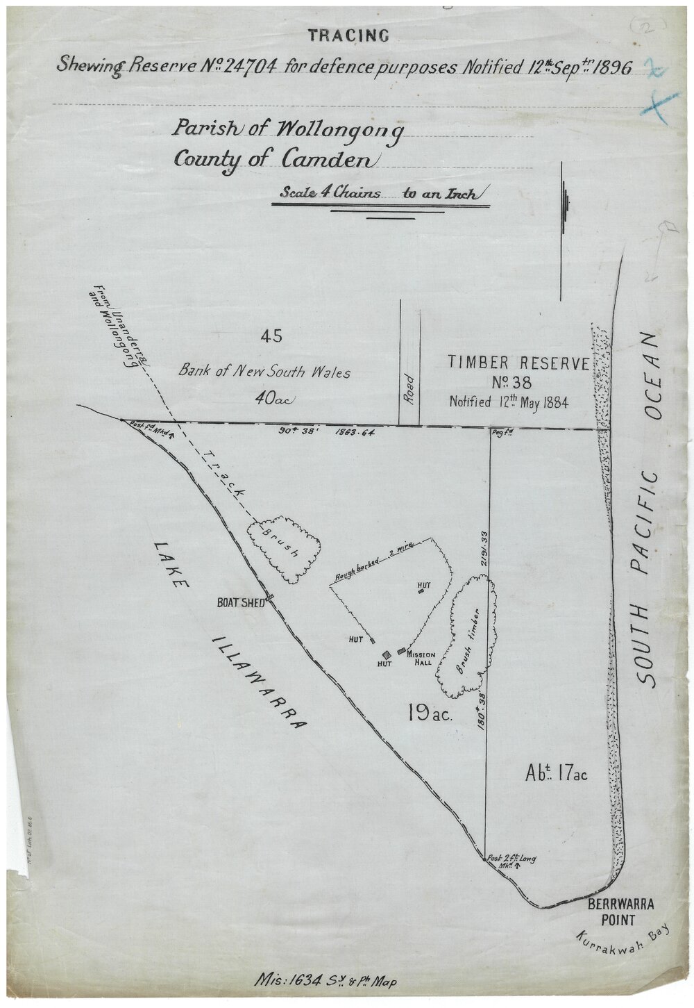 Plan (Tracing) Reserve No 24704 for Defence Purposes, Parish Wollongong, County Camden