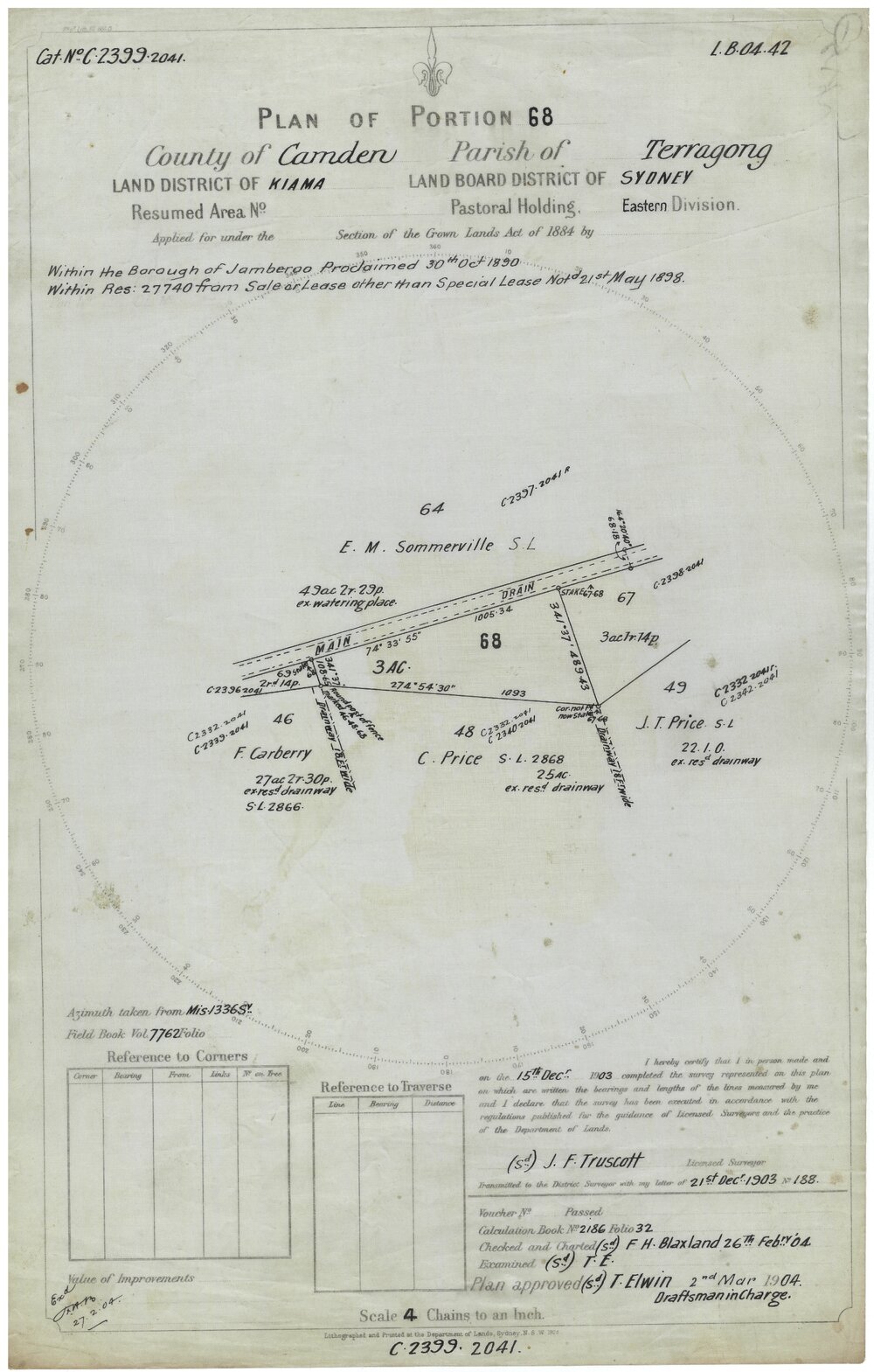 Plan of Portion 68, Parish of Terragong, County of Camden
