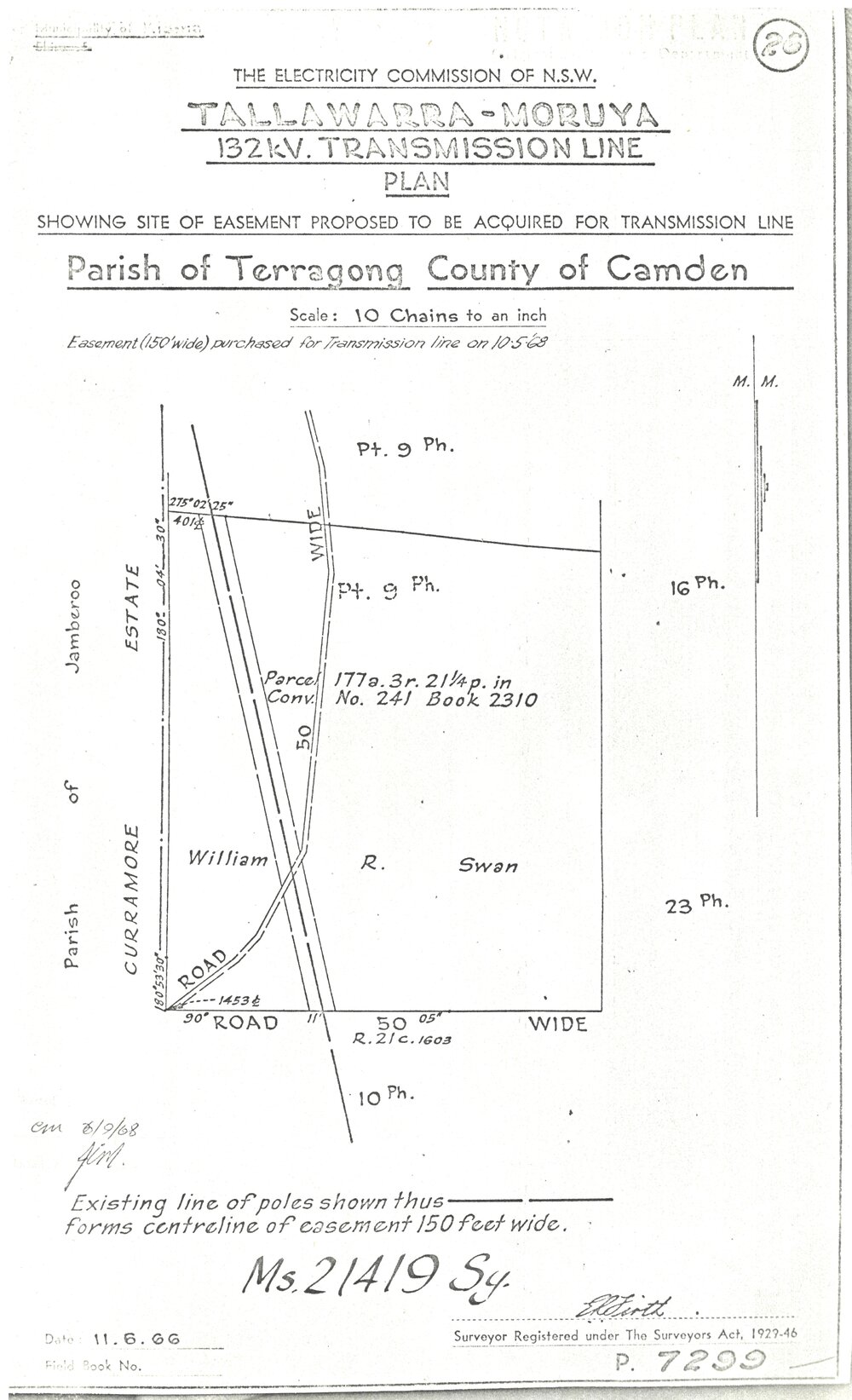 Plan Tallawarra to Moruya 132KV Transmission Line, Parish Calderwood, County Camden
