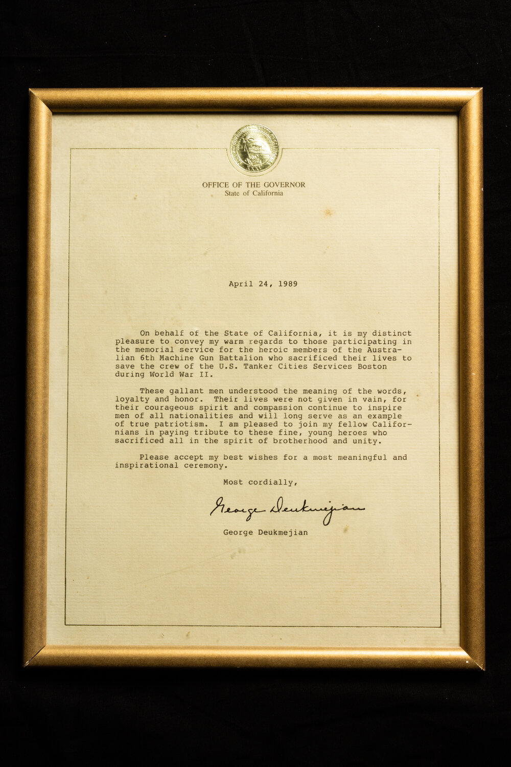 SS Cities Service Boston Letter