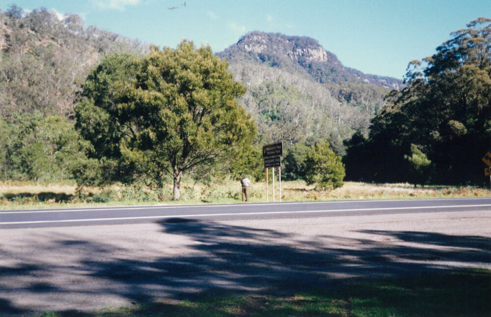RTA sign placed at the bottom of Macquarie Pass in 1998 to celebrate the 100th anniversary of the opening of the Pass in 1898