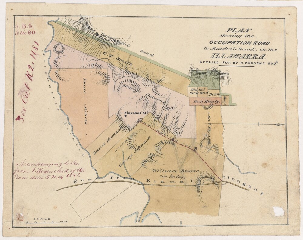 Plan Shewing the Occupation Road to Marshall Mount in the Illawarra Applied for by H Osborne ESQ
