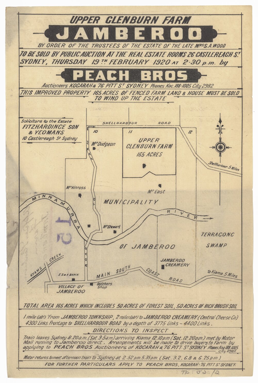 Upper Glenburn Farm Jamberoo Estate Map