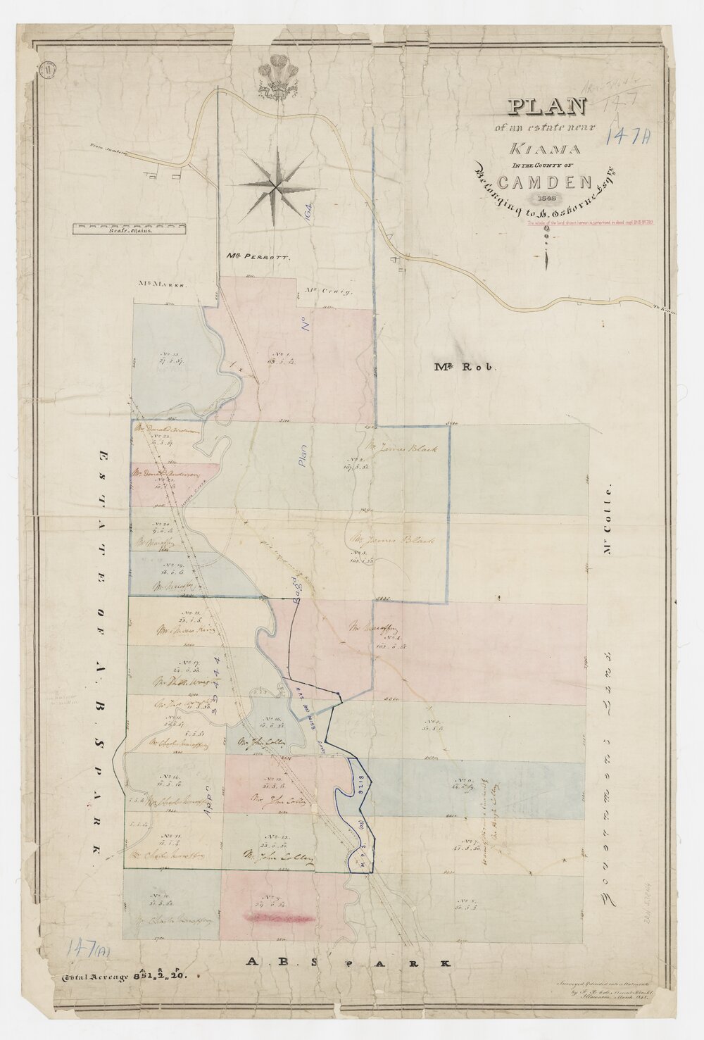 Plan of Estate Near Kiama in County of Camden Belonging to Mr Osborne Esqre