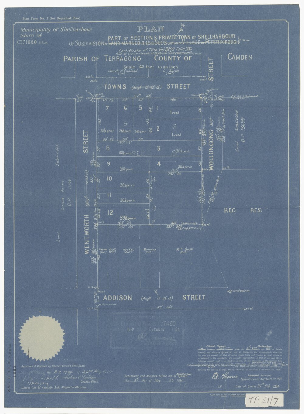 Plan Part Section 3 Shellharbour Village