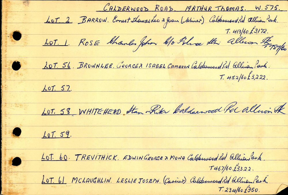 1957 - 1960 West Ward Valuation Book 3