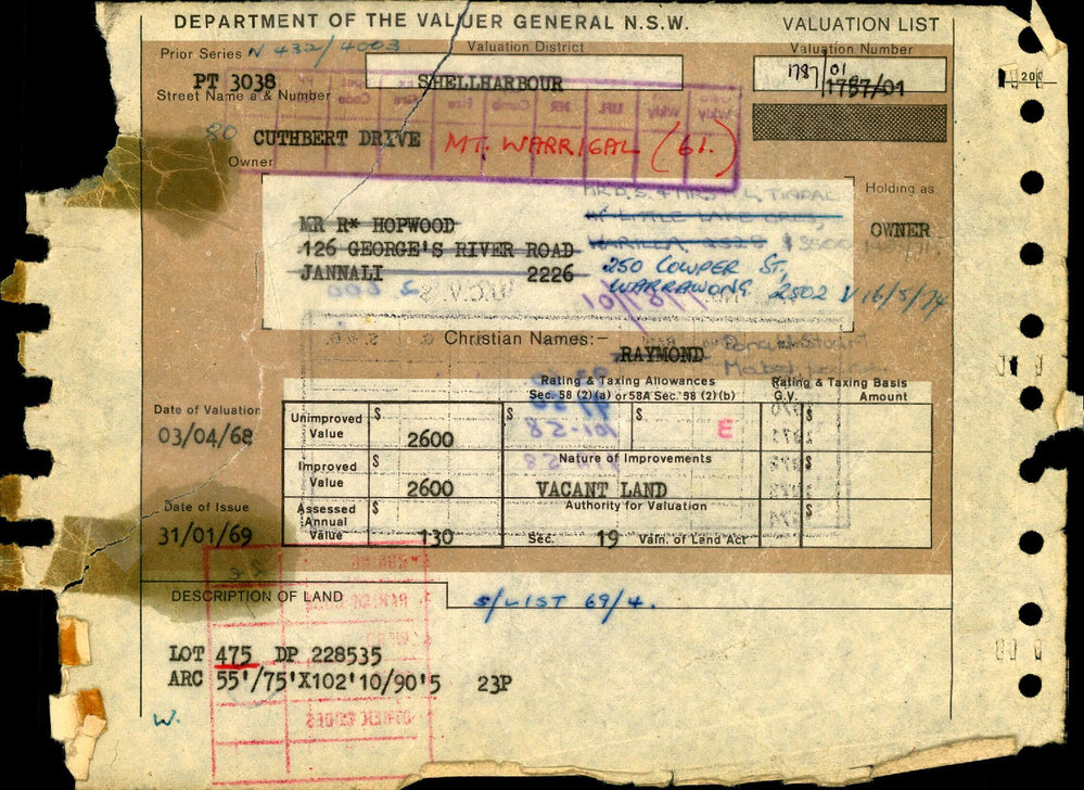 1968 - 1974 Cuthbert Dr to Eucalypt Pl