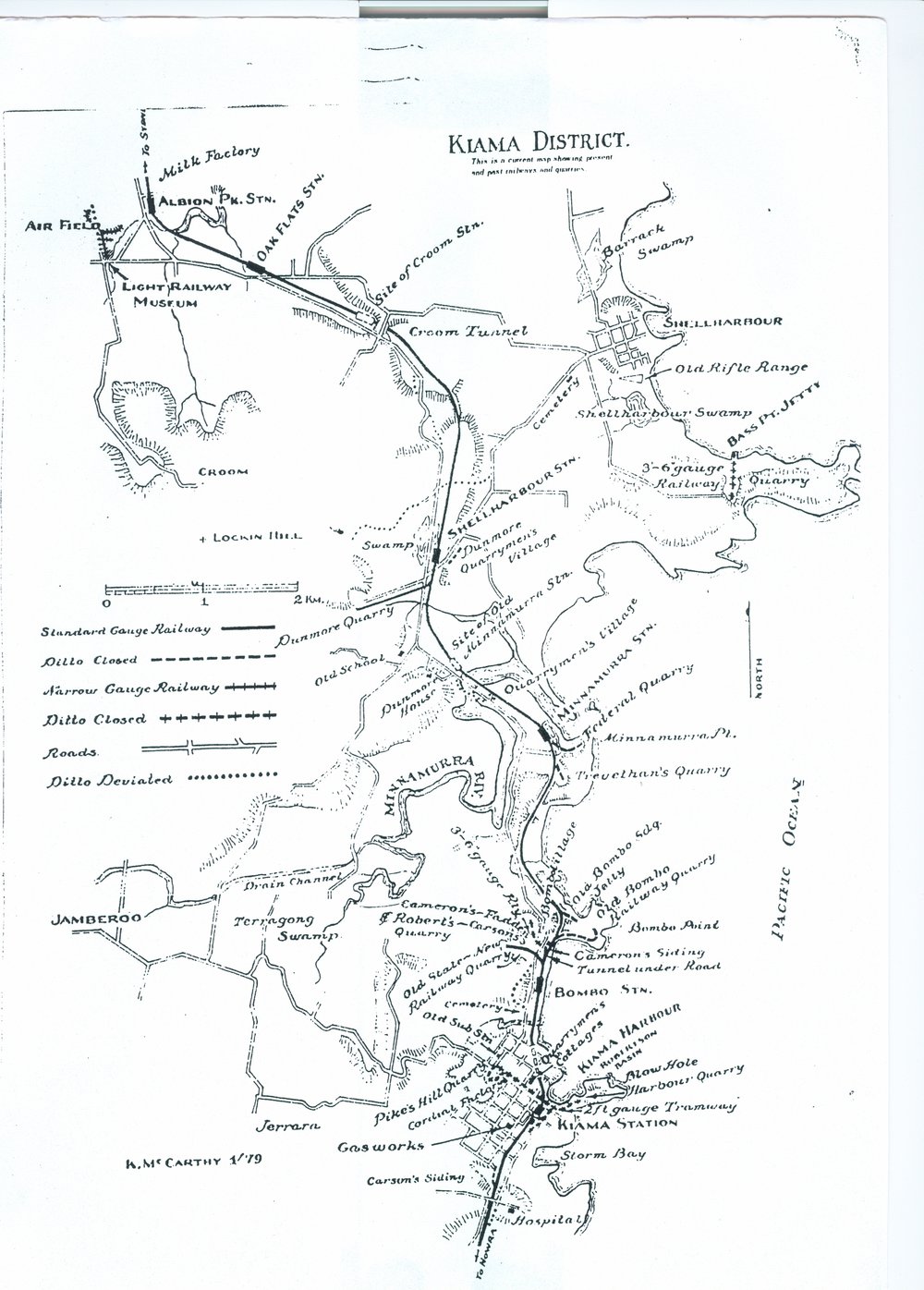 Plan of Railways and Quarries in Kiama 1979