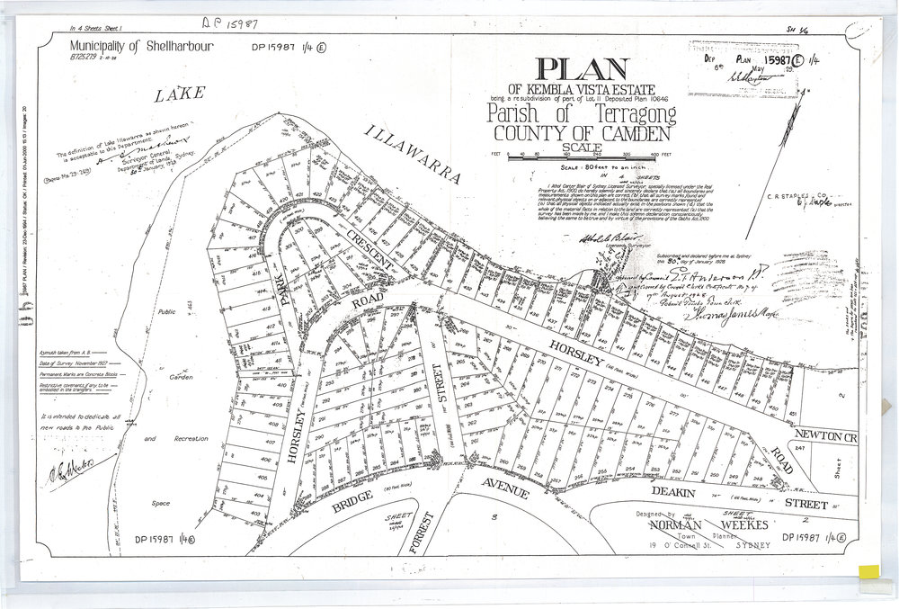Plan of the Kembla Vista Estate Sheet 1