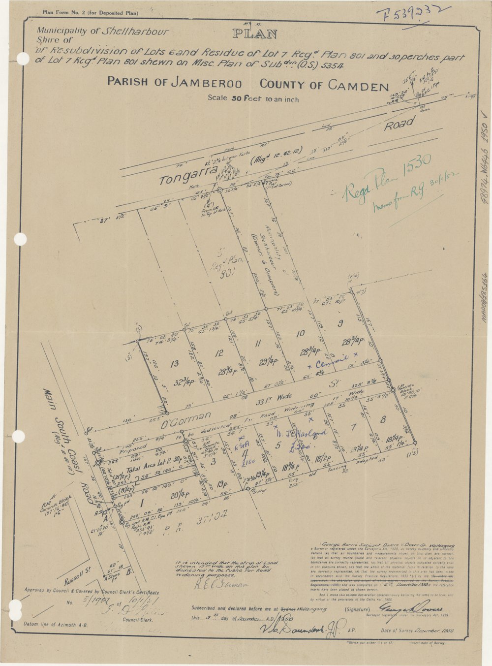 Plan of Resubdivision Lots 6 and part 7 Albion Park