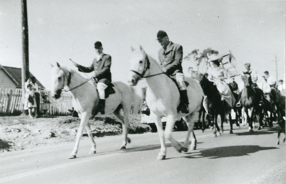 Darcy Dunster and Patrick O'Gorman leading the Centenary Parade at Albion Park
