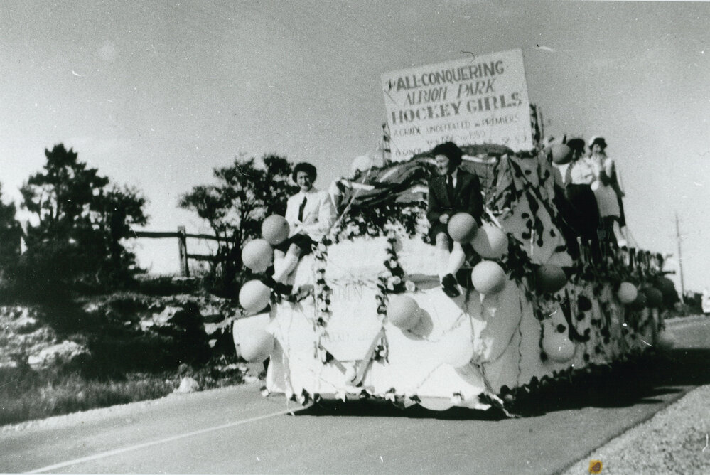 Albion Park Hockey Girls float in the centenary parade
