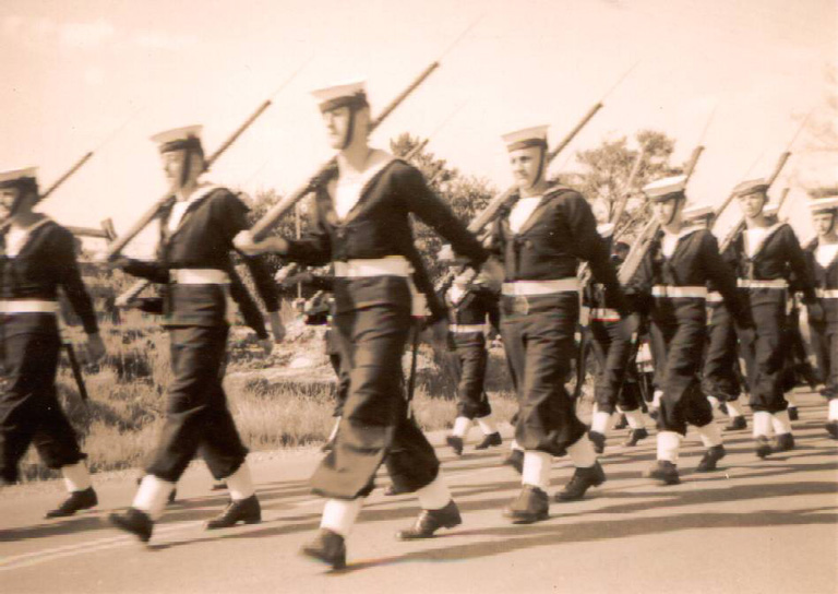 Naval contingent in the Shellharbour Centenary Parade at Albion Park