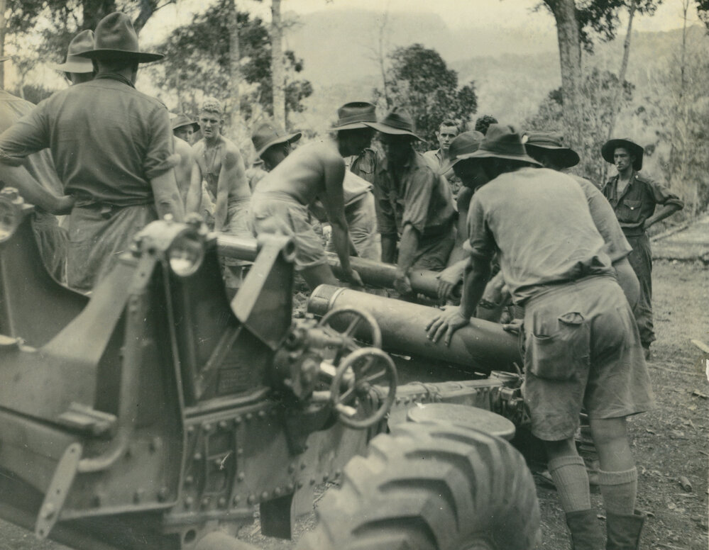 Assembling the gun at the foot of the Kokoda Track, New Guinea