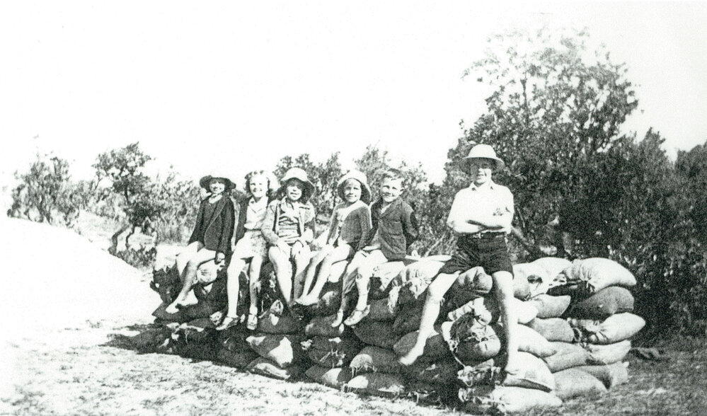 Children sitting on the Shellgrit dump at Warilla