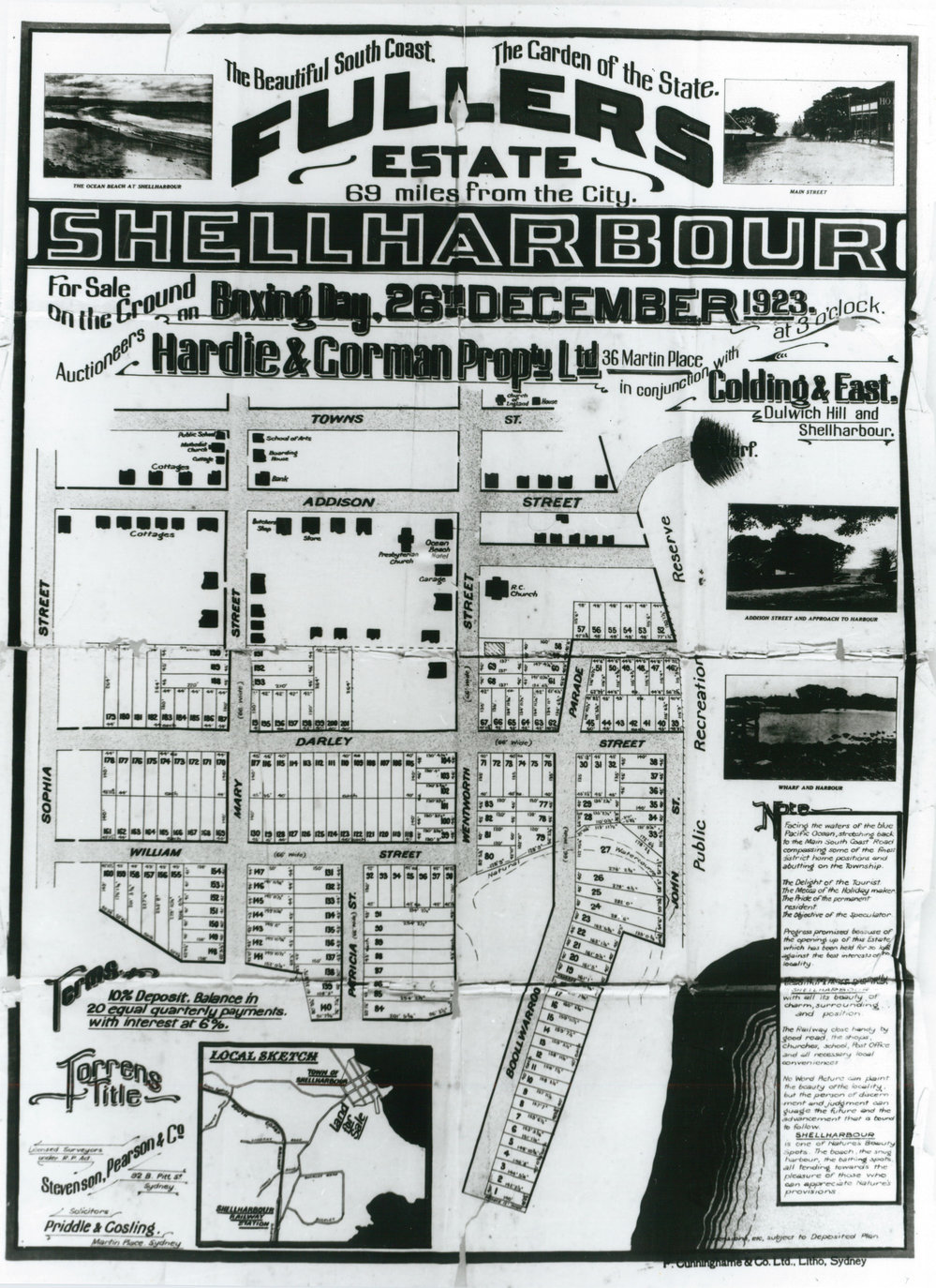 Real Estate brochure advertising the sale of the Fuller Estate in Shellharbour Village