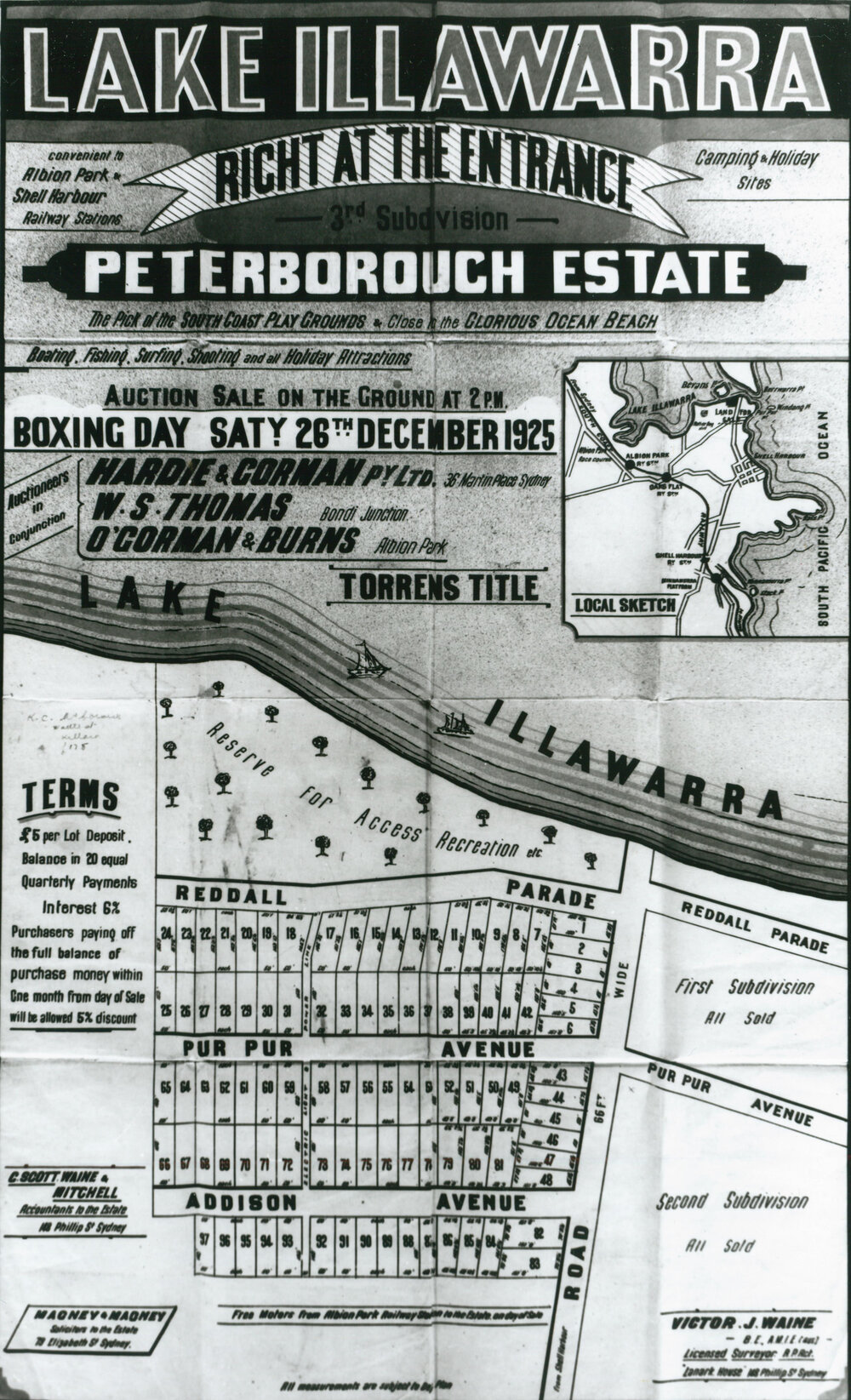 Brochure advertising land sale at the Lake Illawarra Peterborough Estate 1925