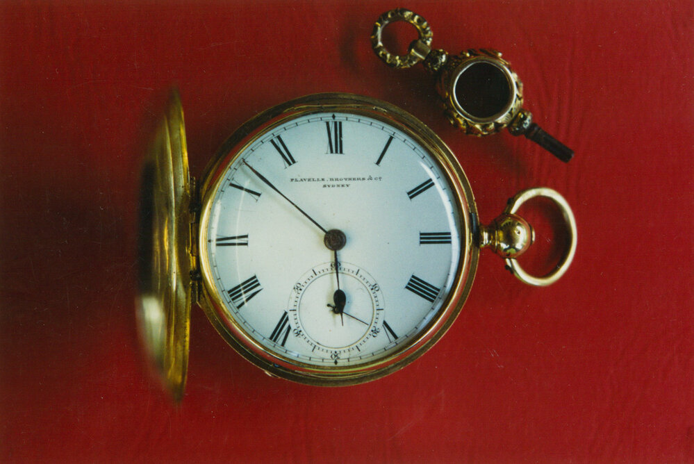 Gold watch presented by George L Fuller to his wife, Sarah
