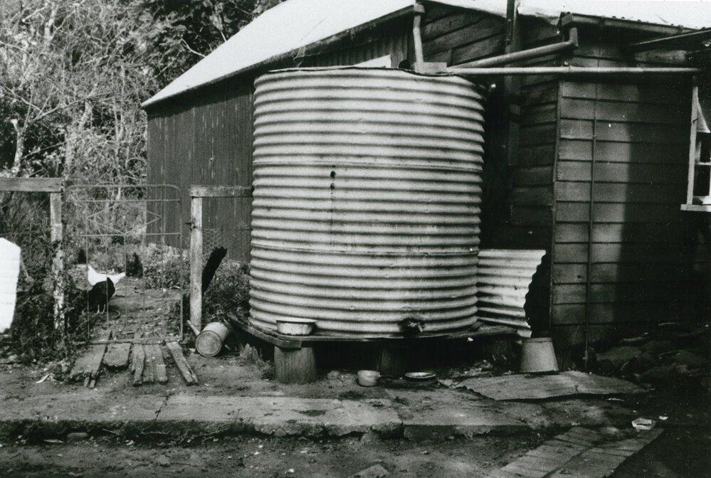 Water tank at Jim Fleet's home 'Green Valley'