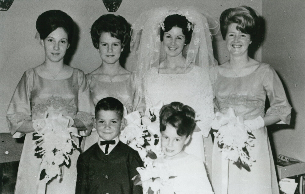 James, Joy (Smithers) and her wedding attendants