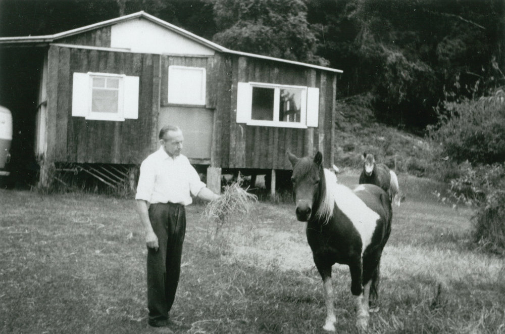 Benjamin H Turner beside his Pony, Puff, at Clover Hill