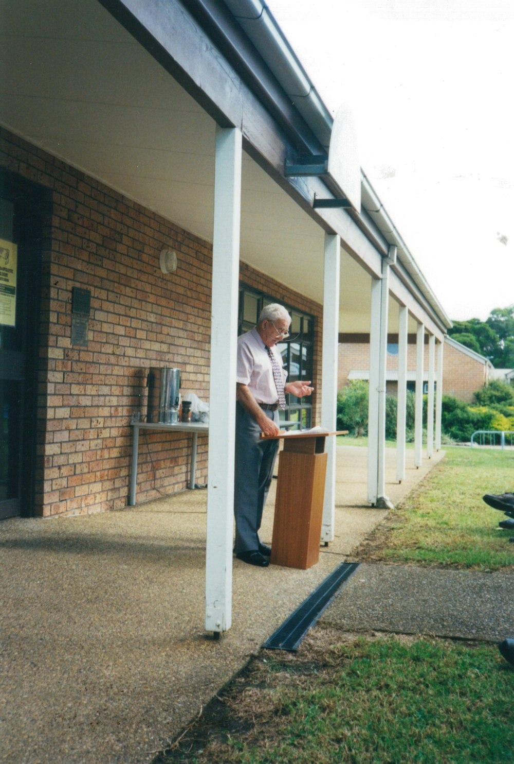 Jack Martin speaking at the opening of the Chairman of the Illawarra Cooperative Central Dairy Factory exhibition at Tongarra Museum