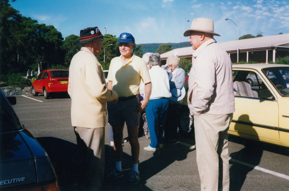 Doug Blow, Harris, Claude &amp; Youll, John outside Tongarra Museum