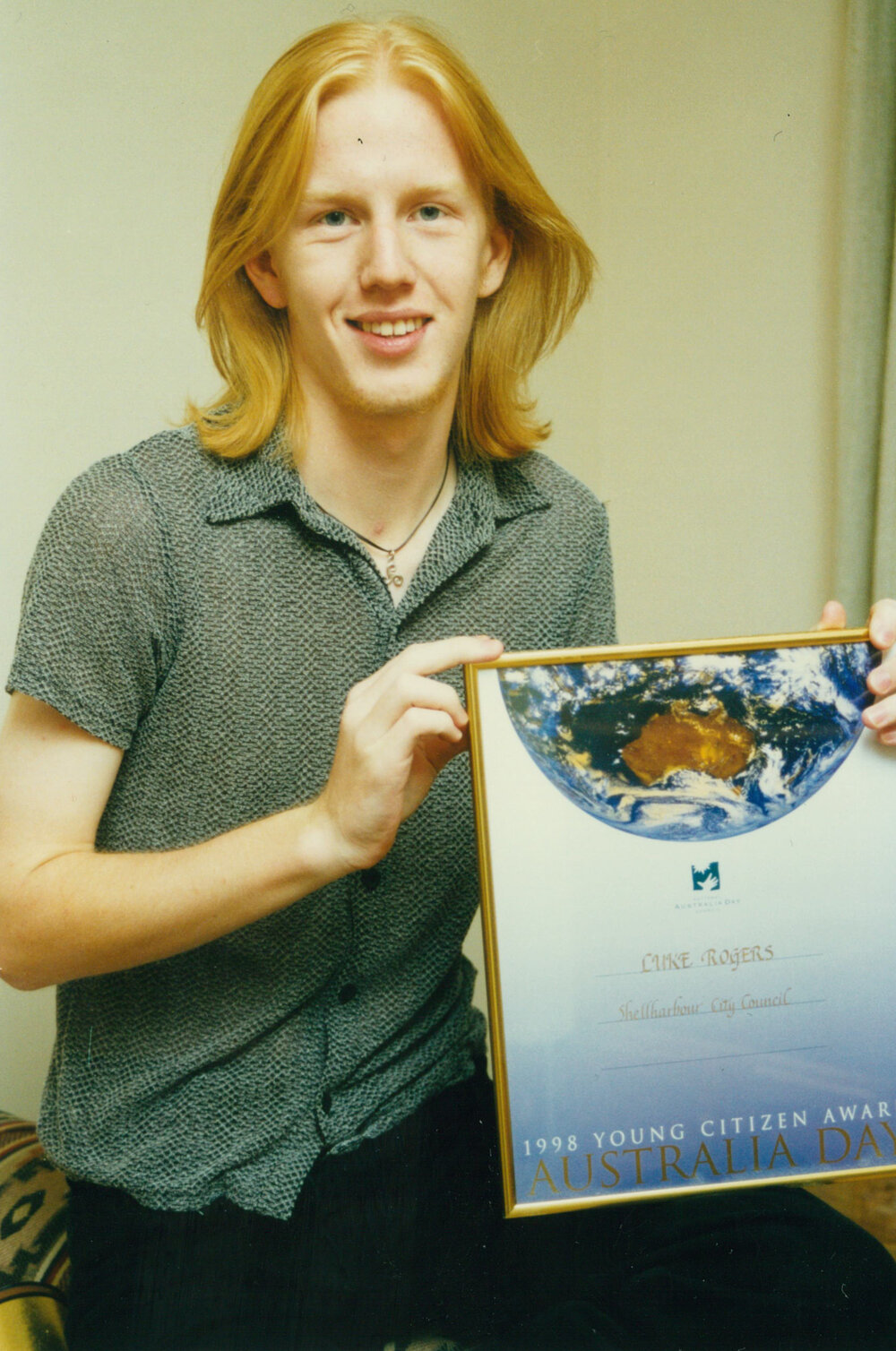 Luke Rogers, Shellharbour Young Citizen of the Year 1998