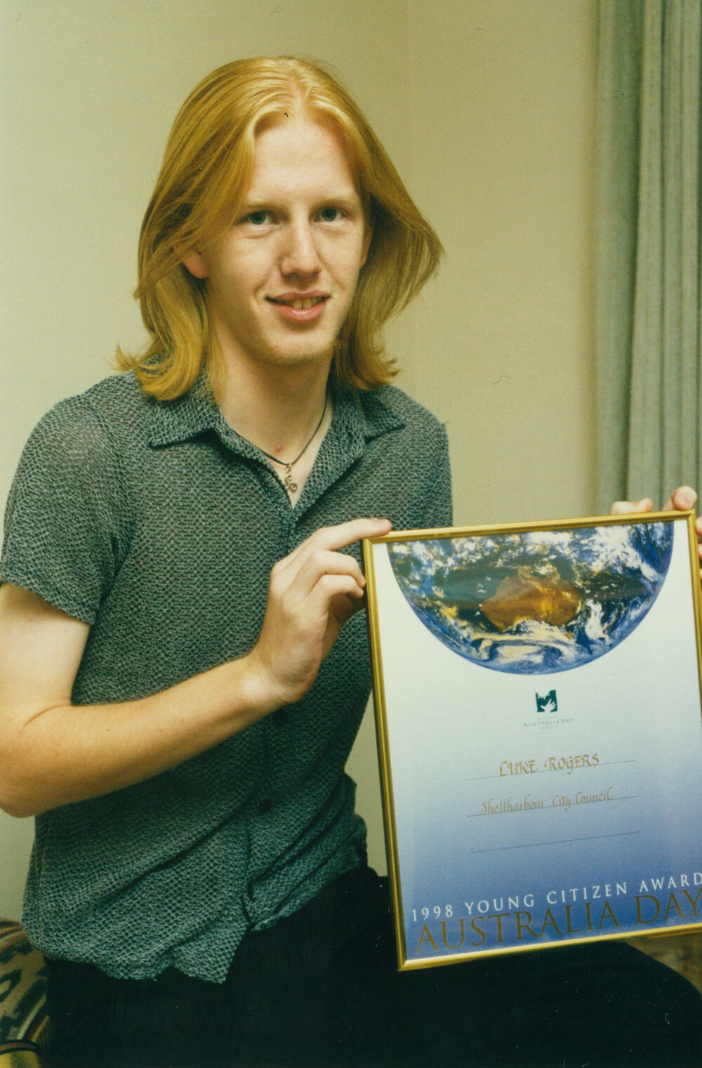 Luke Rogers, Shellharbour Young Citizen of the Year 1998