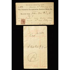 Illawarra Cooperative Central Dairy Company Receipt from Yellow Rock Dairy Company