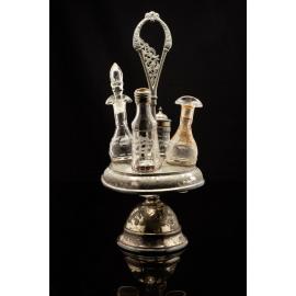Silver And Glass Cruet Set 