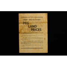 Stop Speculators Peg Land Prices Brochure