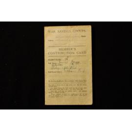 War Savings Group Contribution Card 