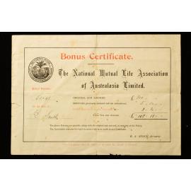 Bonus Certificate National Mutual Life Association of Australia Limited