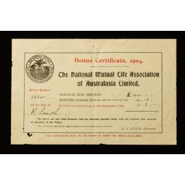 Bonus Certificate National Mutual Life Association of Australia Limited