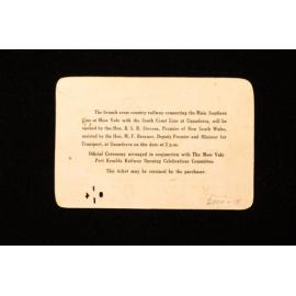 Souvenir Ticket 105 Moss Vale to Port Kembla Railway