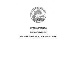 Introduction to the Archives of the Tongarra Heritage Society