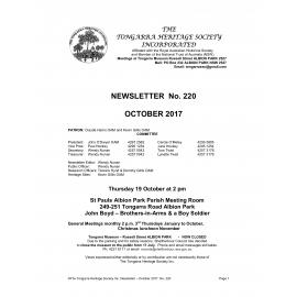 Tongarra Heritage Society Newsletter 220 October 2017