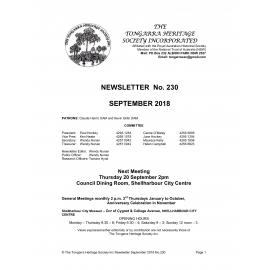 Tongarra Heritage Society Newsletter 230 September 2018